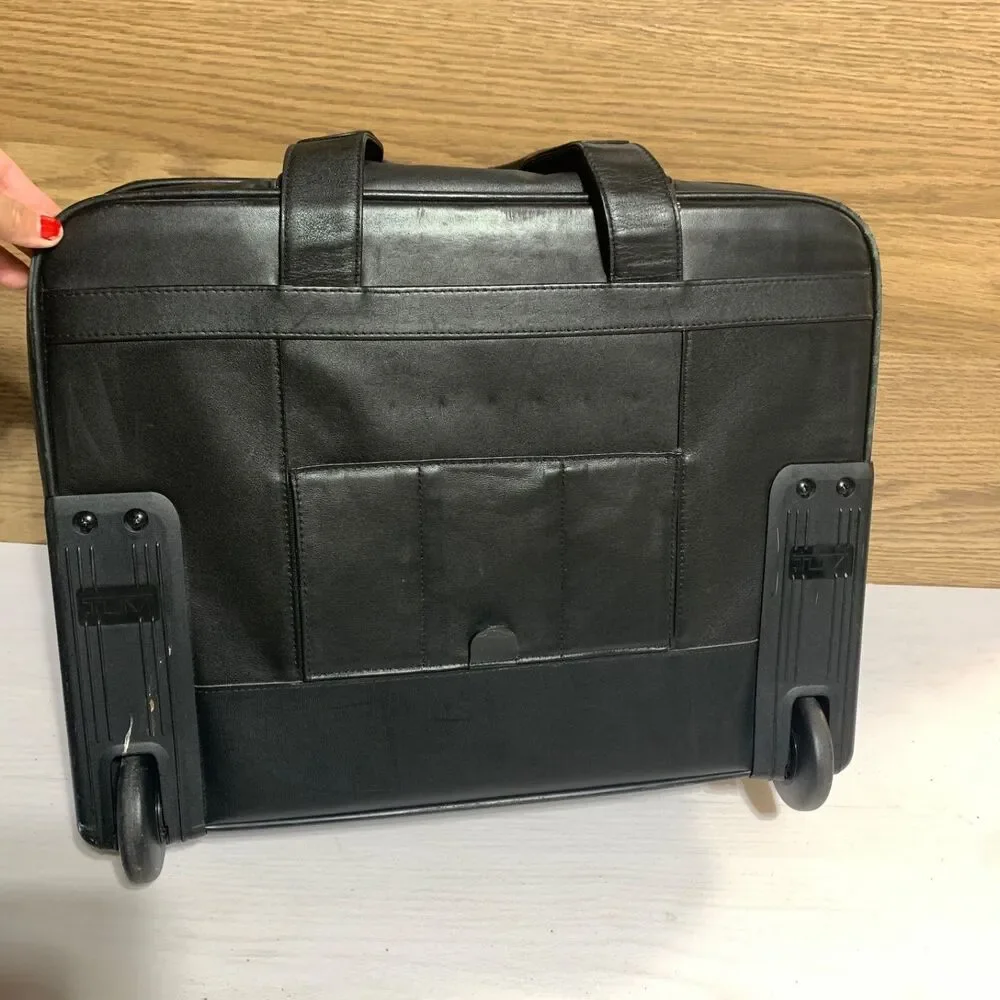 Tumi Leather 2-Wheeler Expandable Leather Laptop Briefcase #96003D4 Black